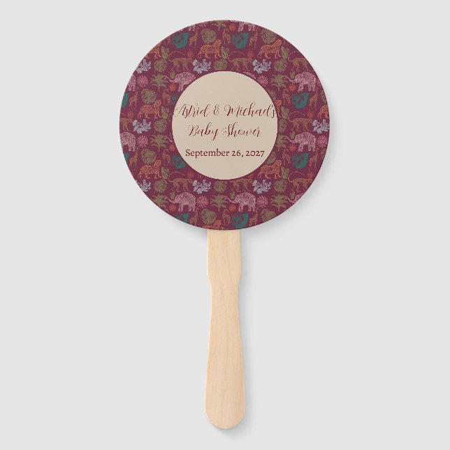 Leque Chá de fraldas Rosa Vintage Safari (Frente)