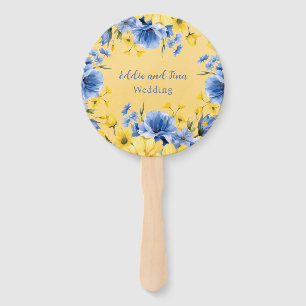 Leque Chá de panela Amarelo Azul de Peony Obrigado
