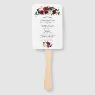 Leque Charm Merlot Marinho Blue Floral Weding Program
