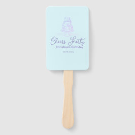 Leque Cheers forty happy birthday cake blue purple name 