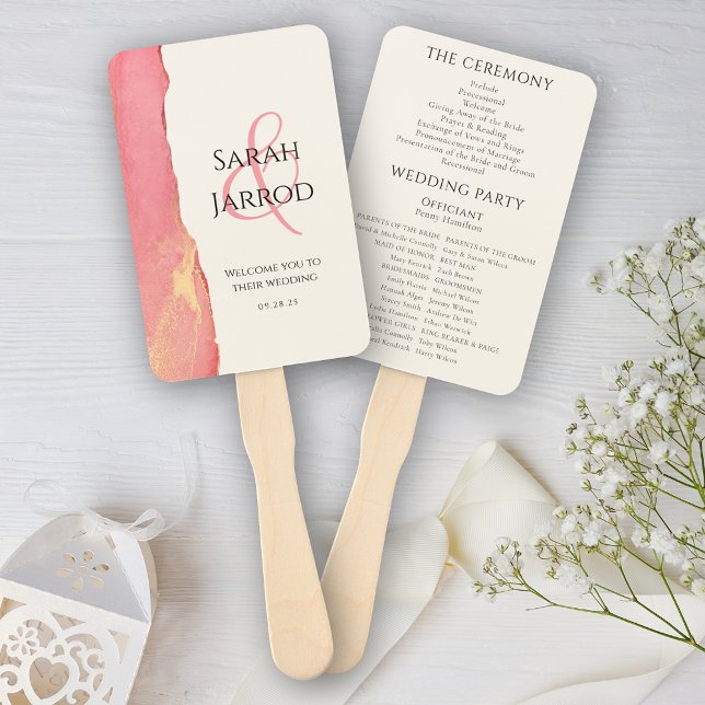 Leque Chic Coral - Conjunto de Ventiladores de Casamento (Criador carregado)