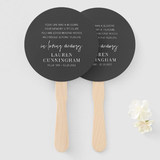 Leque Chic Simples Elegante Moderno Memorial (Frente e Verso)