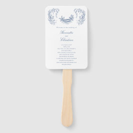 Leque Chinoiserie Swans Blue White Wedding Program Fans