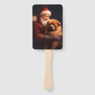 Leque Chow Chow com Papai Noel Natal Festivo