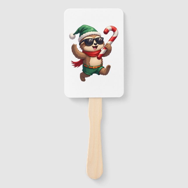 Leque Christmas Sloth Elf Peppermint Candy Cane Shirt Gi (Frente)