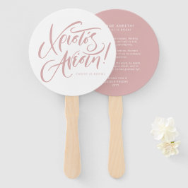 Leque Christos Anesti Cristo é Risen Páscoa grego rosa-r