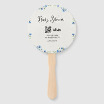 chuva de bebê em aquarela azul código QR scan RSVP