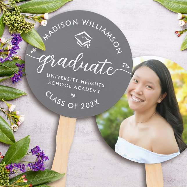 Leque Cinza 1 Graduação de Fotografias Boné de Corações  (Criador carregado)