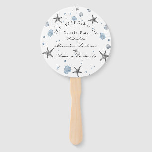 Leque Cinza Starfish Blue Beach Weding