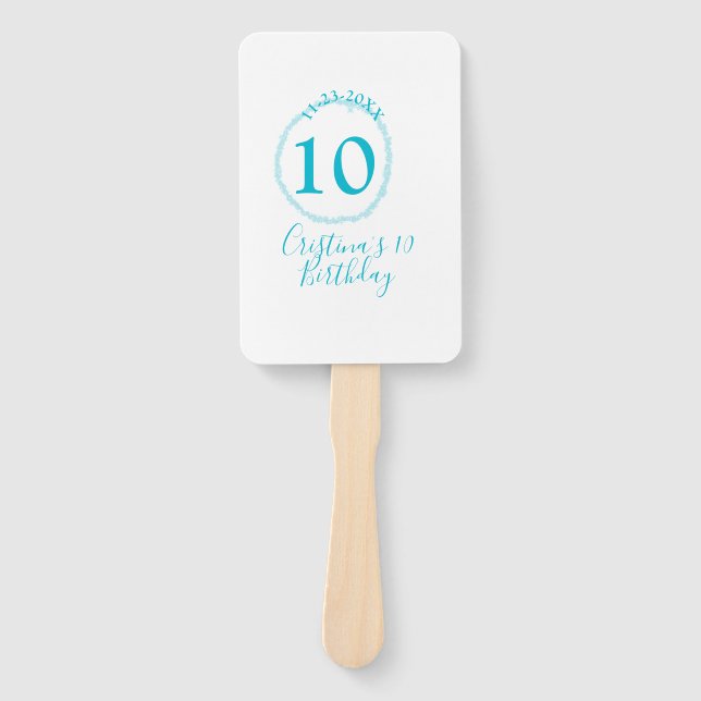 Leque Círculo turquesa. Brilhante 10.º aniversário negri (Frente)