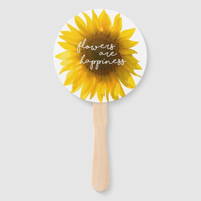 Leque Citação do girassol "flores são felicidade" (Frente)