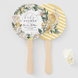 Leque Citrus Lemon Floral Watercolor Chá de fraldas