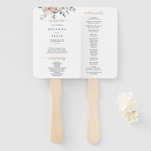 Leque Clássico Rosa Empoeirado Floral Casamento 