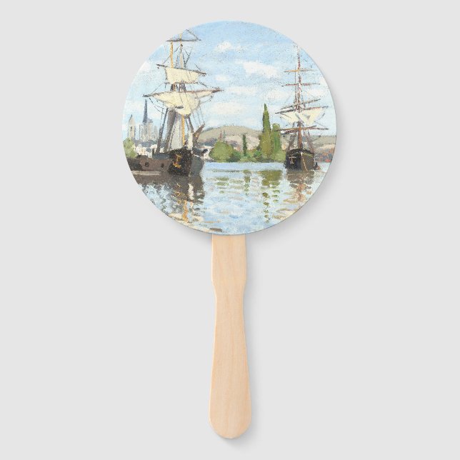 Leque Claude Monet. Navios a voar no Sena em Rouen (Frente)