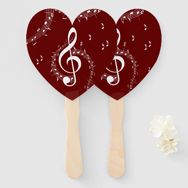 Leque Climactic G Clef Music Red (Frente e Verso)