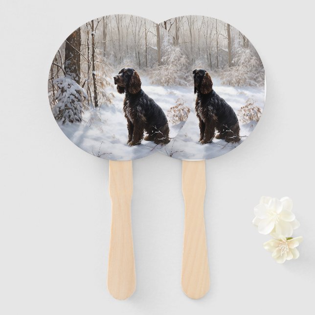 Leque Cocker Spaniel Deixe Nevar Natal  (Frente e Verso)