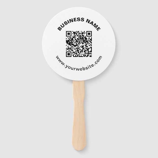 Leque Código QR com Nome da Empresa Texto Circular em Ne (Frente)