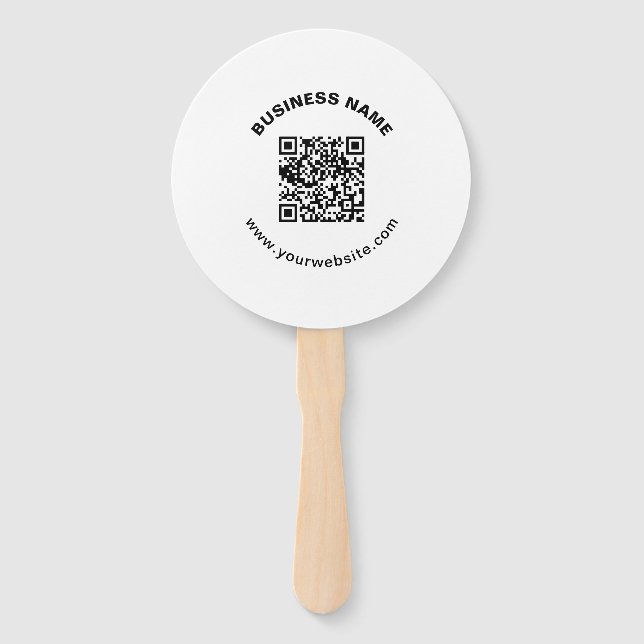 Leque Código QR com Nome da Empresa Texto Circular em Ne (Frente)