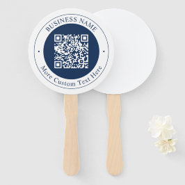Leque Código QR & Texto personalizáveis | Azul-marinho e