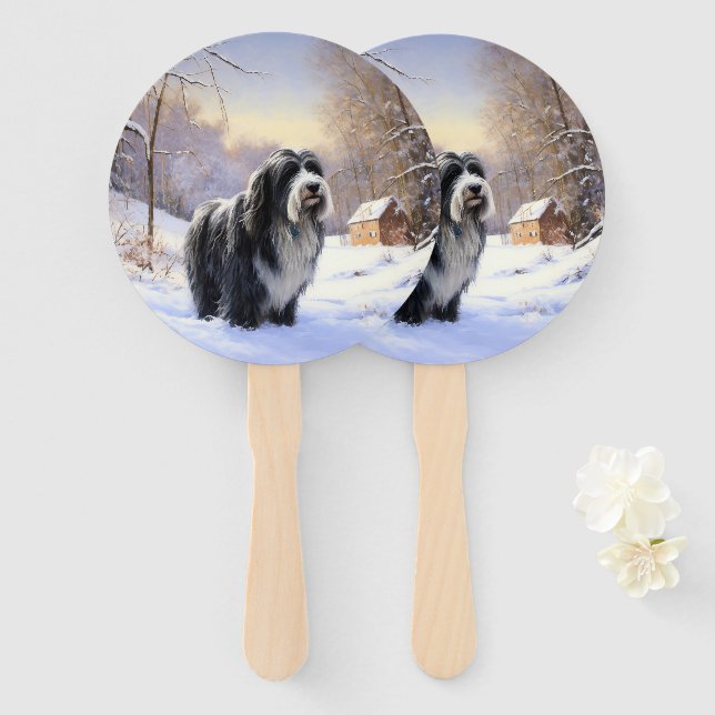 Leque Collie, deixe nevar o Natal (Frente e Verso)