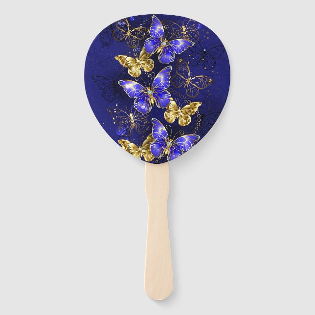 Leque Composição com borboletas de safira (Frente)