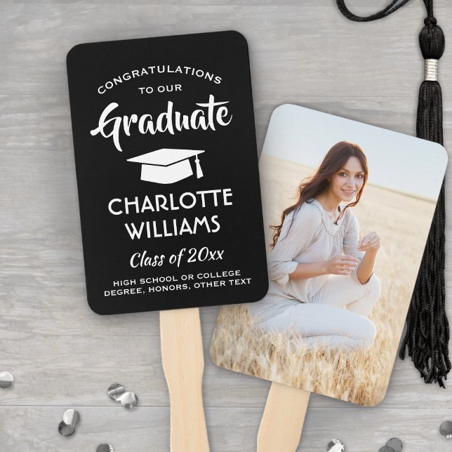 Leque Congratulations 1 Photo Black and White Graduation (Criador carregado)