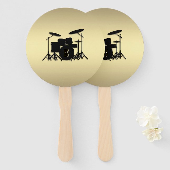Leque Conjunto de Tambores Monograma Dourado (Frente e Verso)