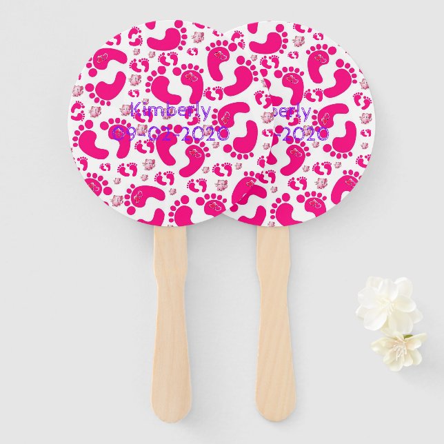 Leque Conjunto de Ventiladores Bebê Rosa Feet Girl (Frente e Verso)