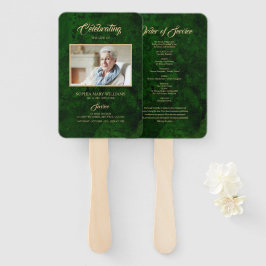 Leque Conjunto Funeral de Caligrafia Verde e Dourada