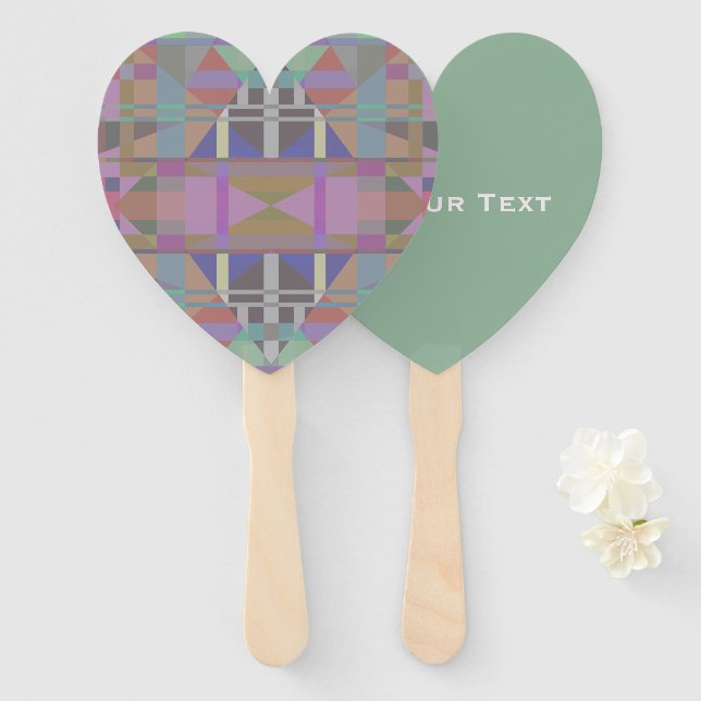 Leque Conjunto Geométrico de Ventiladores, Cor-de-Rosa V (Frente e Verso)