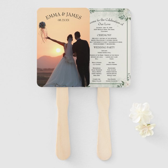 Leque Convite ao Programa Casamento Moderno Greenery (Frente e Verso)