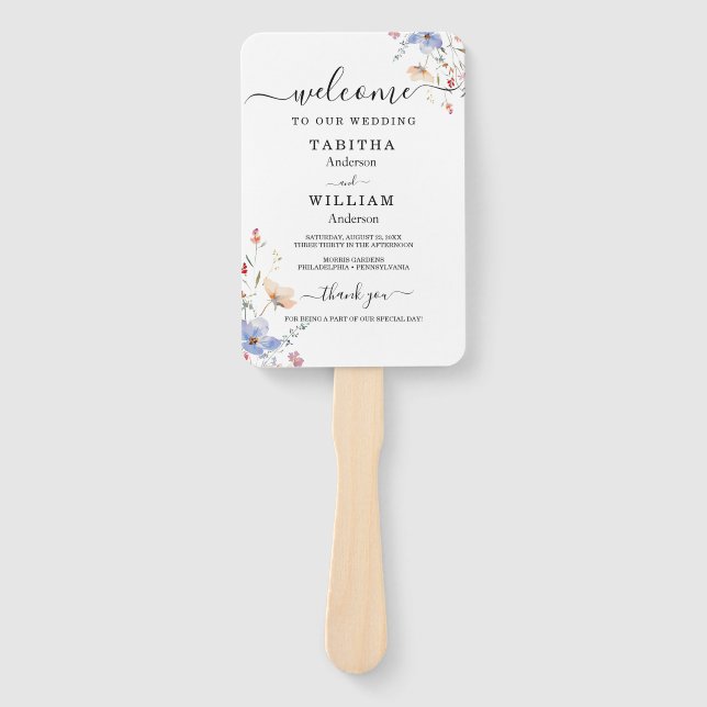 Leque Convite de casamento de flores silvestres Boho Flo (Frente)