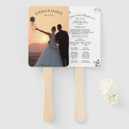 Leque Convite de Programa de Casamento Moderno com Verdu