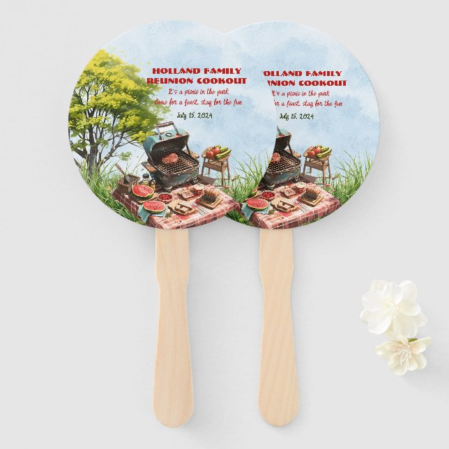 Leque Cookout de Reunião Familiar no Parque Conjunto de  (Frente e Verso)