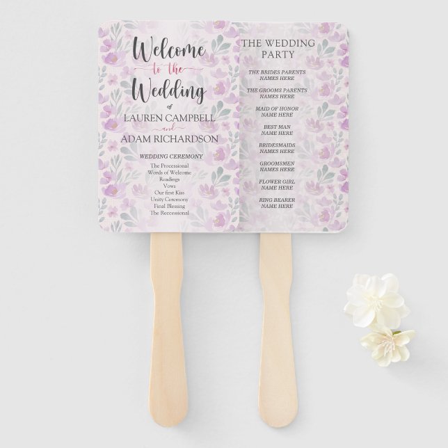 Leque Cor d'água - Cor - de-rosa (Frente e Verso)