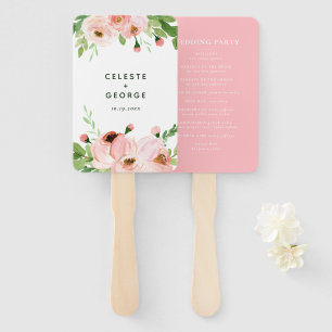 Leque Cora o casamento floral cor-de-rosa da grinalda