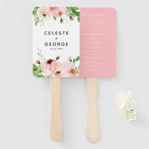 Leque Cora o casamento floral cor-de-rosa da grinalda