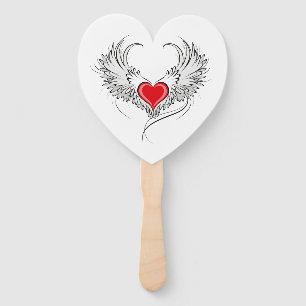 Leque Coração Anjo Vermelho com asas