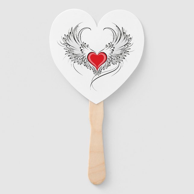 Leque Coração Anjo Vermelho com asas (Frente)