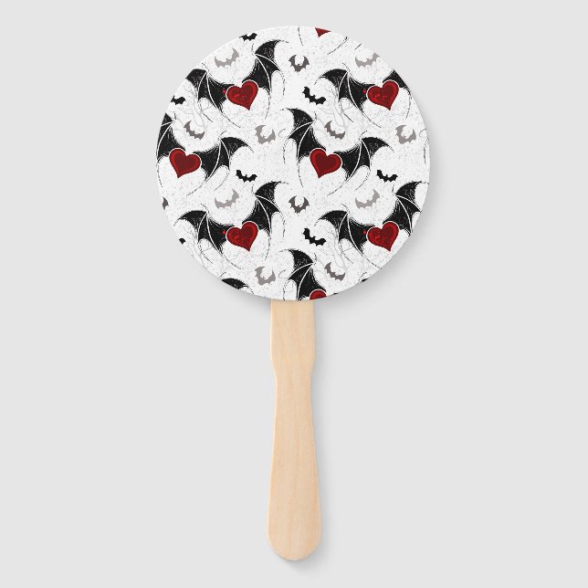 Leque Coração de Halloween com asas de morcegos pretos (Frente)