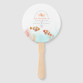 Leque Coral de arte submarina e aquarela