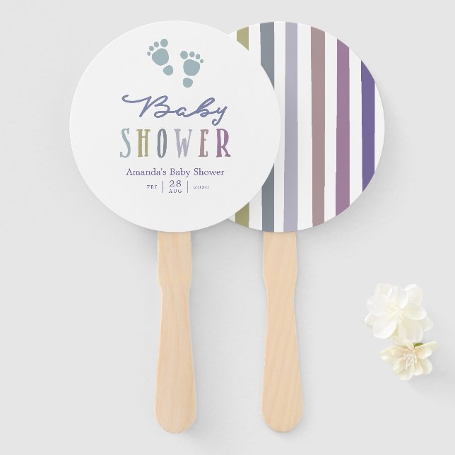 Leque Cores da moda Menino Baby Shower (Frente e Verso)