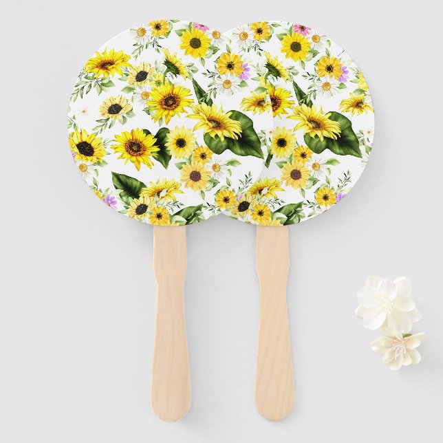 Leque Cores d'água Girassol 7 (Frente e Verso)