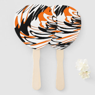 Leque Cores de Bengala Linhas Laranja e Pretas Onduladas