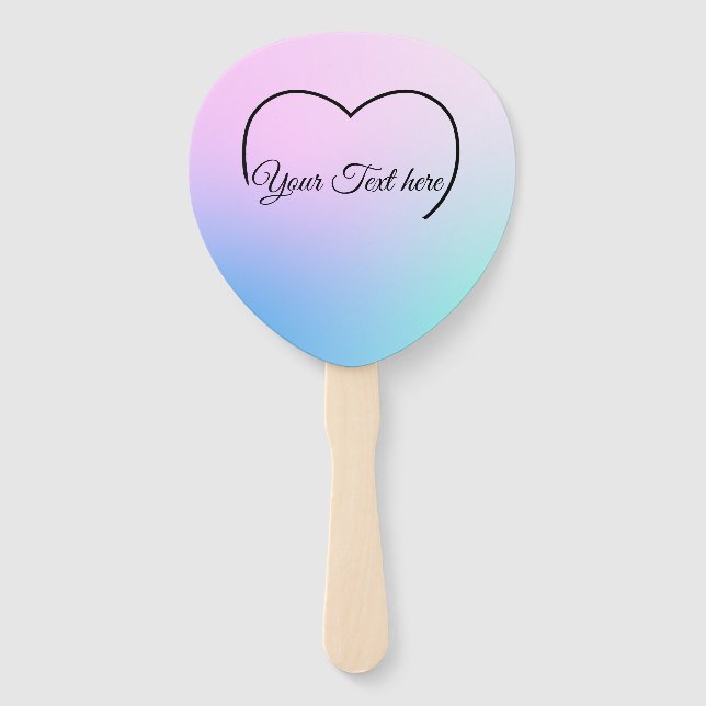 Leque Cores pastéis coração no topo do ventilador (Frente)