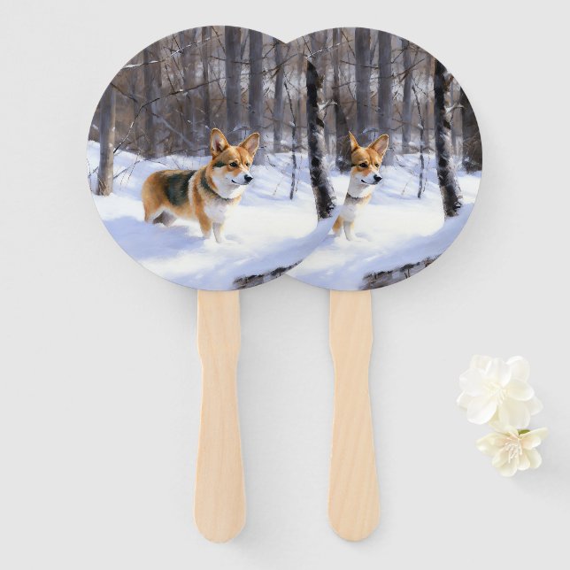 Leque Corgi Let It Snow Natal (Frente e Verso)
