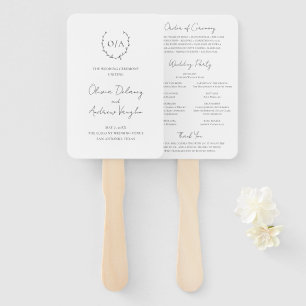 Leque Coroa de Monograma Clássico Elegante Casamento