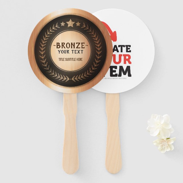 Leque COSTUME IMPRESSÃO DIY MEDAL Bronze ADICIONE A SUA  (Frente e Verso)