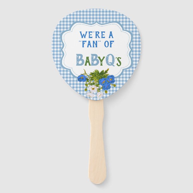 Leque Country Check Blue Gingham Flowers BabyQ CHURRASCO (Frente)