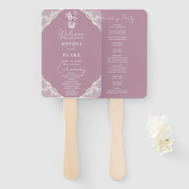 Leque Country Lace Mason Jar Pink Wedment Program